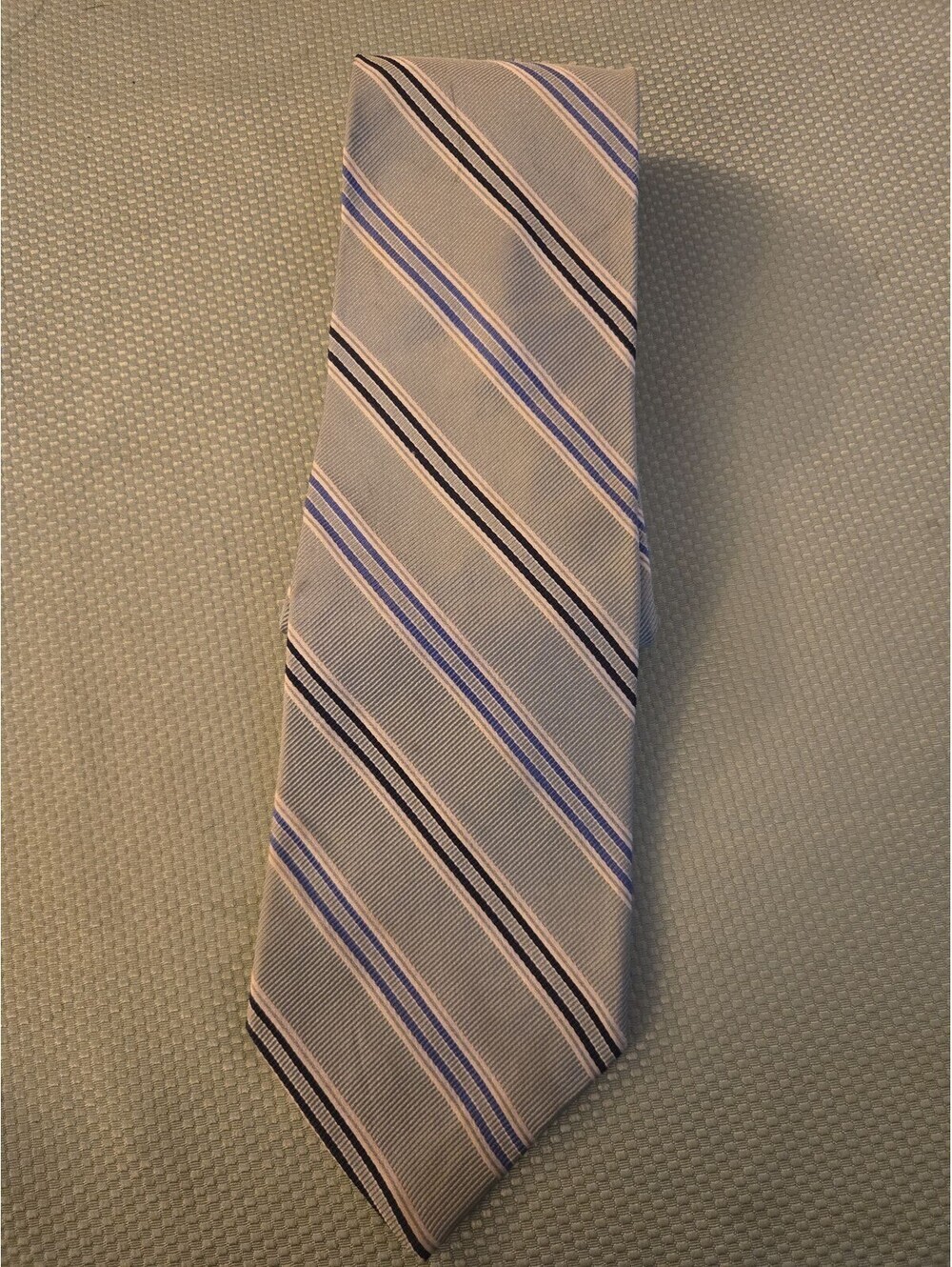 Paul Fredrick Light Blue Striped Silk Tie